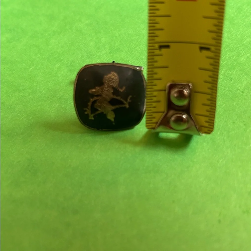 Vintage Sterling Silver Square Siam Cuff Links